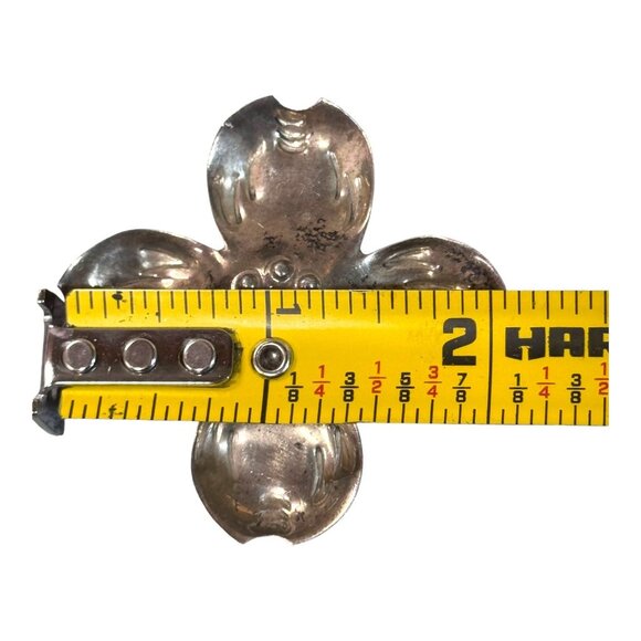 Vintage Sterling Silver 925 Dogwood Flower Magnolia Signed Statement Brooch Pin - Picture 5 of 6